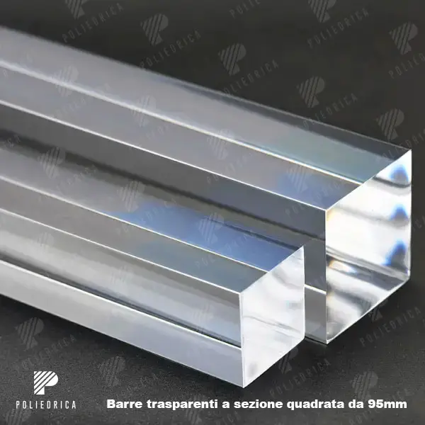 95mm square section transparent methacrylate bar
