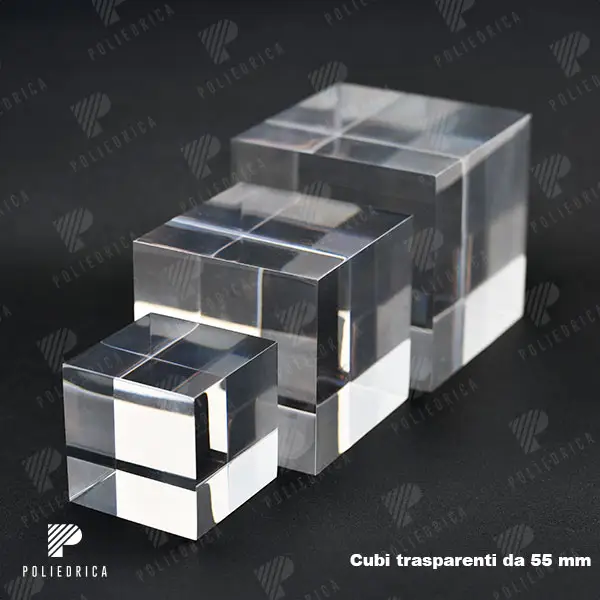 Cubi trasparenti in plexiglass da 55mm