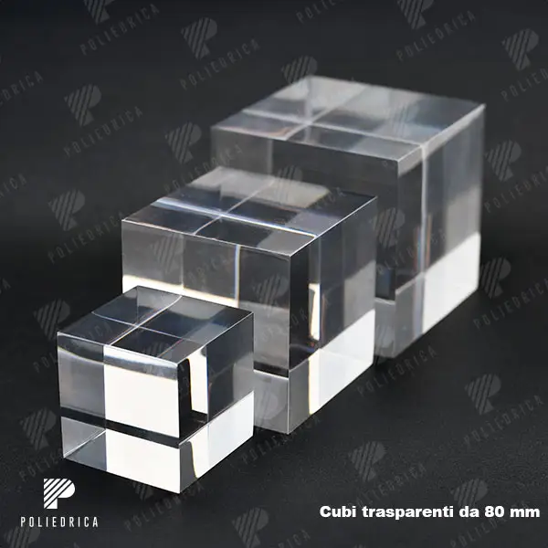 Cubi trasparenti in plexiglass da 80mm
